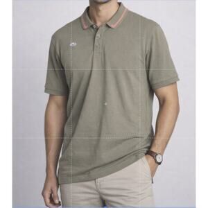 Radmor Golf Raty Olive Green Polo Pink Stripe Collar Preppy Men's Medium